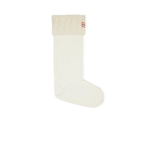 New HUNTER Tall 6 Stitch Cable Knit Size XL (11-13) White Rain Boot Liner Socks